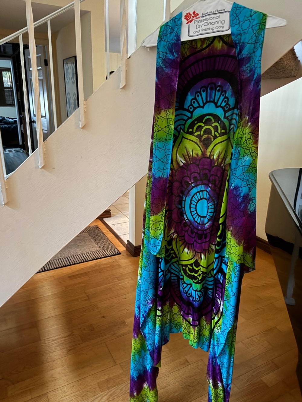 Boho Mandala Tie Dye Duster Vest Coverup Sleeveless Open Front OS